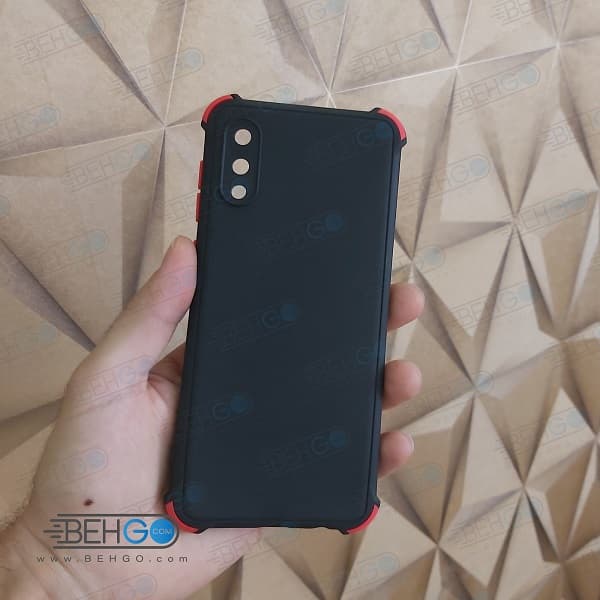 قاب سامسونگ A02 کاور مدل ژله ای دکمه رنگی با محافظ لنز دوربین گوشی گارد محافظ قاب Samsung A02/A022 — تصویر ۳