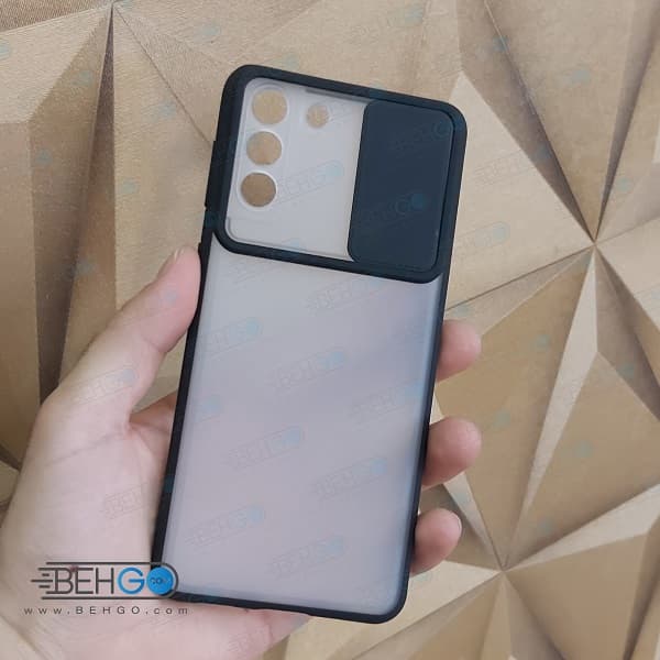 قاب S21 PLUS کاور پشت مات کشویی با محافظ لنز دوربین گوشی سامسونگ Lens Slider Case For Samsung Galaxy S21 PLUS — تصویر ۳