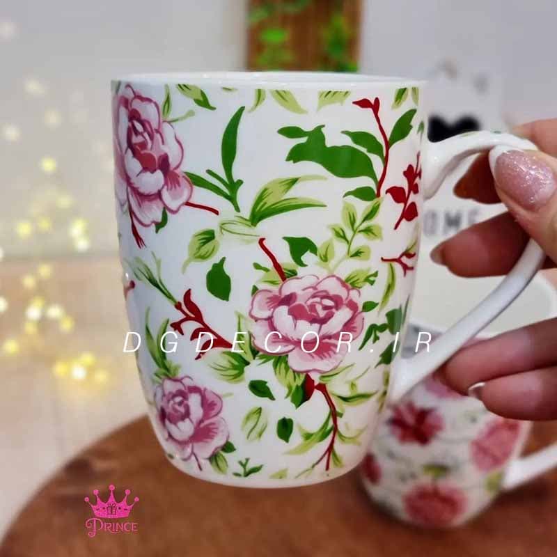لیوان سرامیکی طرح گلدار — تصویر ۴