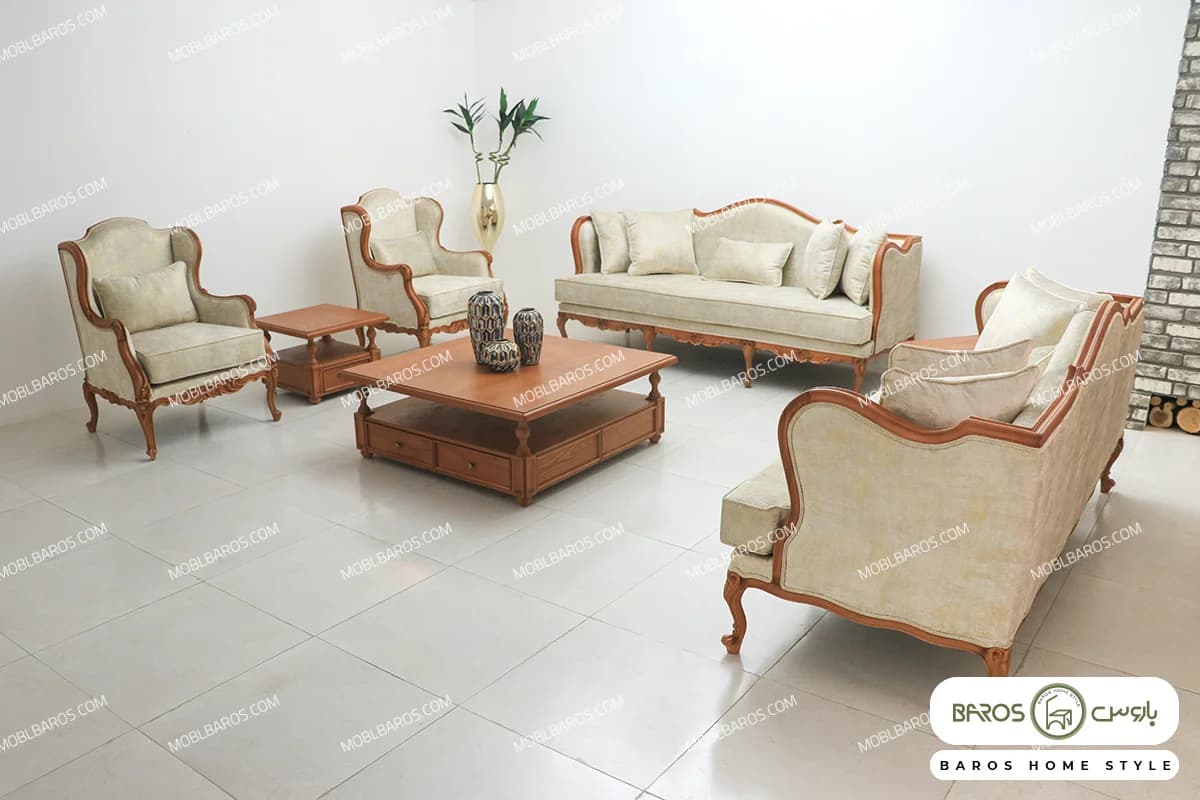 مبل کلاسیک جدید ۸ نفره کینگ و رومینا کد ۵