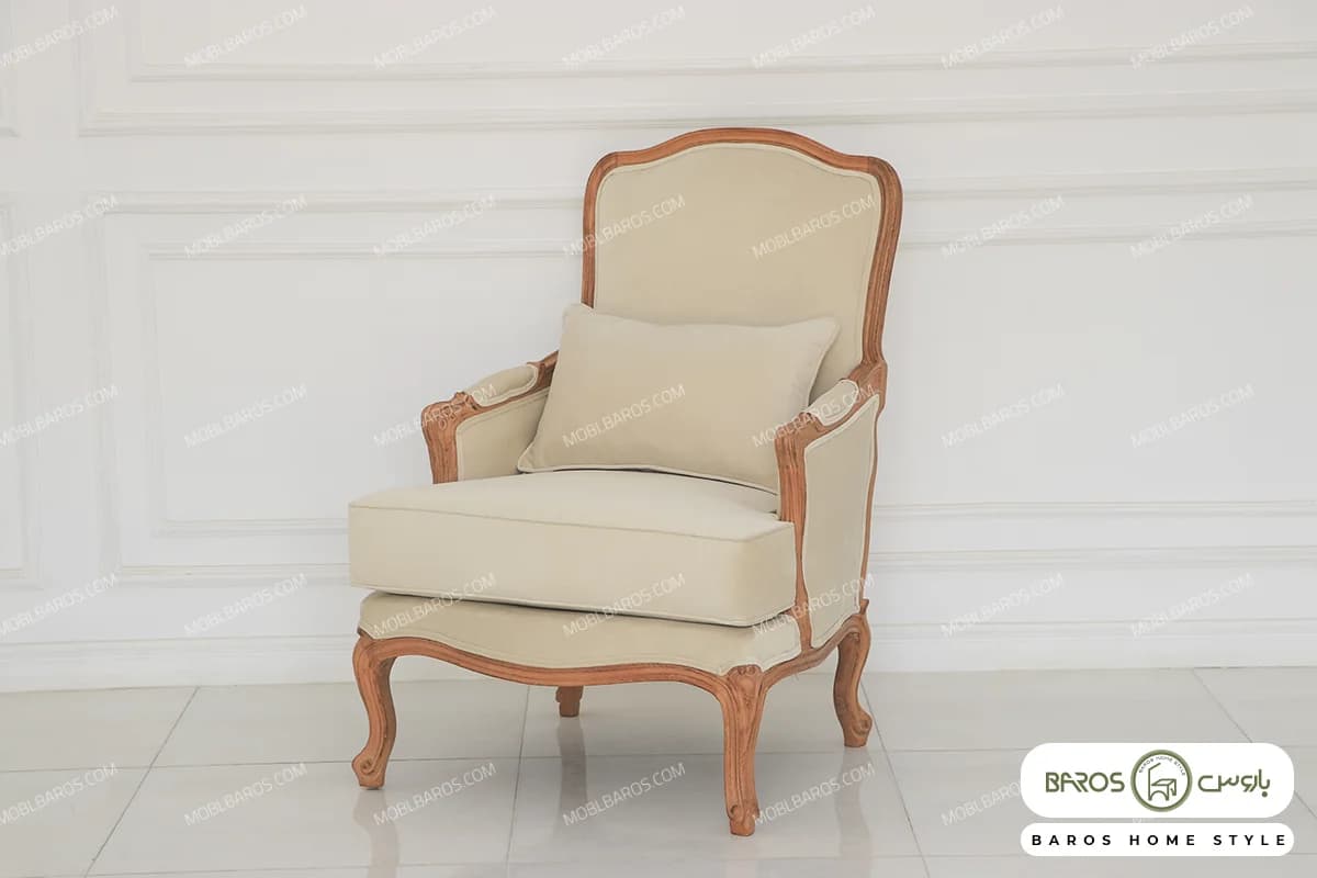 مبل نئوکلاسیک گندم و کاناپه چستر جورجیا و تکنفره فرانسوی کد 2 — تصویر ۳
