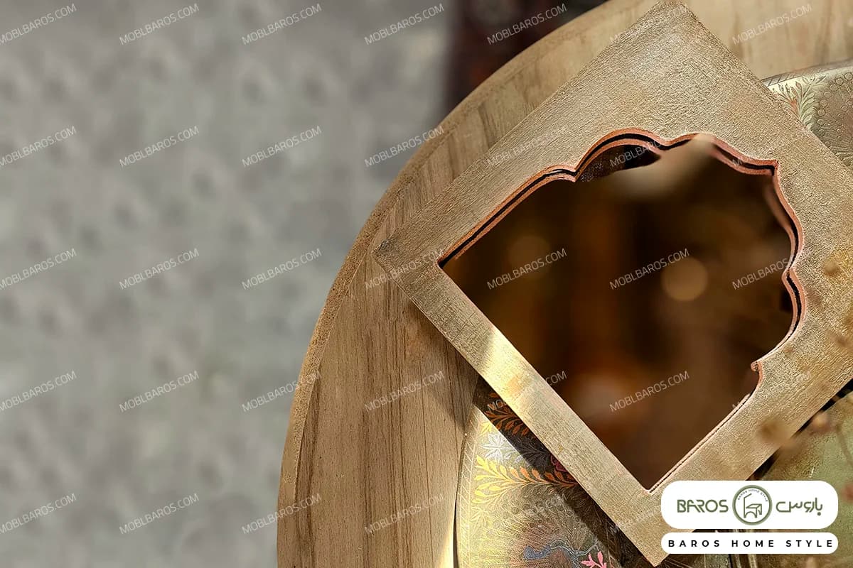 قاب آینه چوبی طرح گنبدی با آیینه ساده