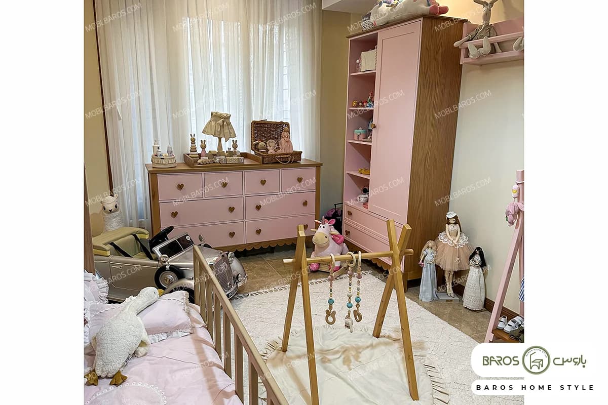سیسمونی اتاق نوزاد رنگ صورتی مدل الینا کد ۲ — تصویر ۳
