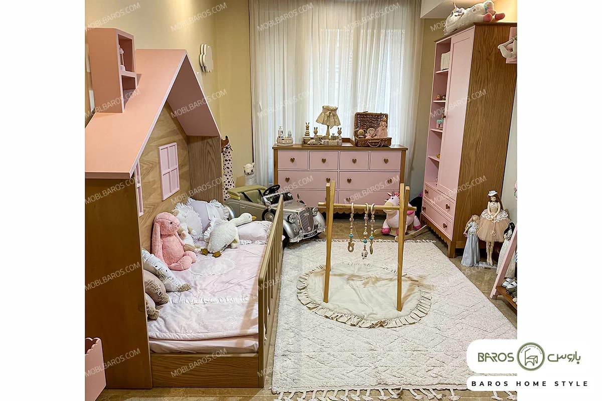 سیسمونی اتاق نوزاد رنگ صورتی مدل الینا کد ۲