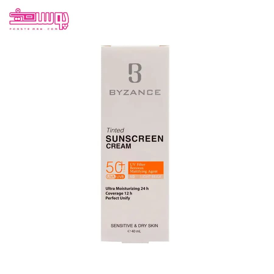 کرم ضد آفتاب رنگی بیزانس مناسب پوست خشک SPF 50 حجم 40ml — تصویر ۳
