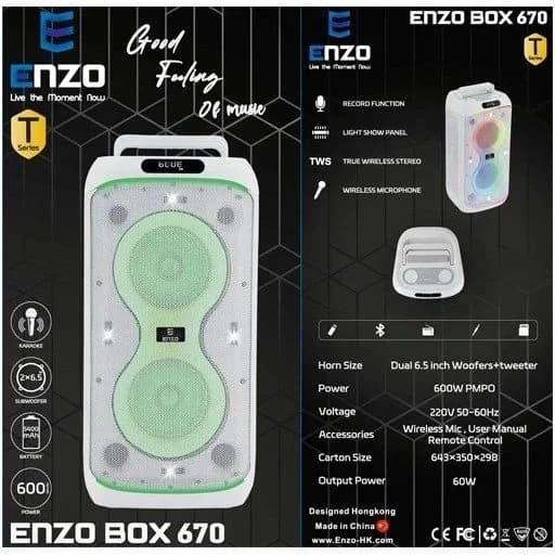 اسپیکر شارژی ENZO BOX 670 — تصویر ۴
