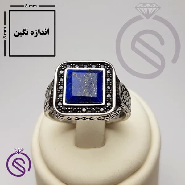 انگشتر نقره لاجورد مردانه مدل پیک کد 62320 — تصویر ۶
