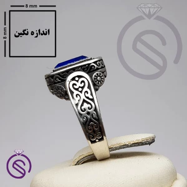 انگشتر نقره لاجورد مردانه مدل پیک کد 62320 — تصویر ۳