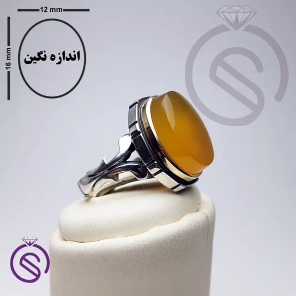 انگشتر نقره عقیق زرد شرف الشمس مردانه مدل سلمان کد 62266 — تصویر ۴