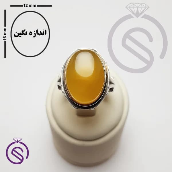 انگشتر نقره عقیق زرد شرف الشمس مردانه مدل سلمان کد 62266 — تصویر ۶