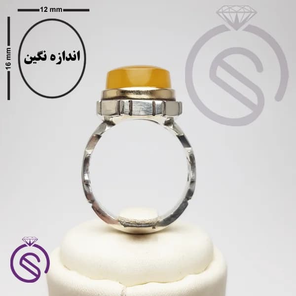 انگشتر نقره عقیق زرد شرف الشمس مردانه مدل سلمان کد 62266 — تصویر ۷