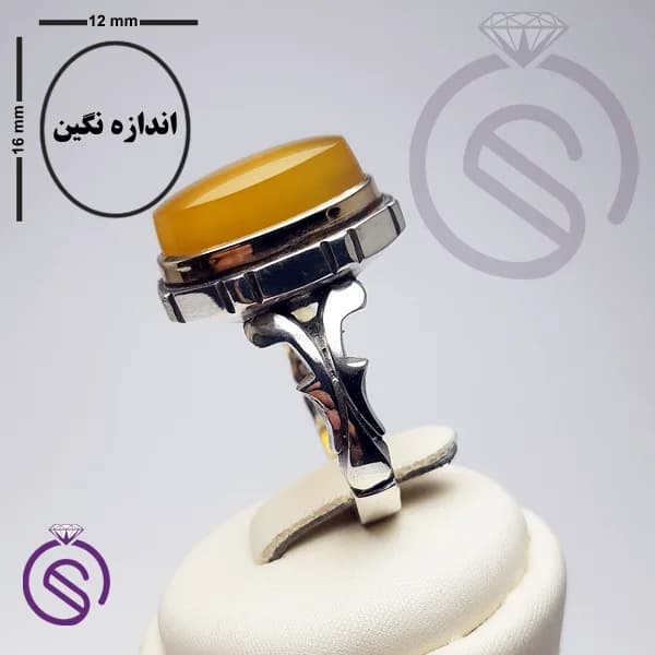 انگشتر نقره عقیق زرد شرف الشمس مردانه مدل سلمان کد 62266 — تصویر ۳