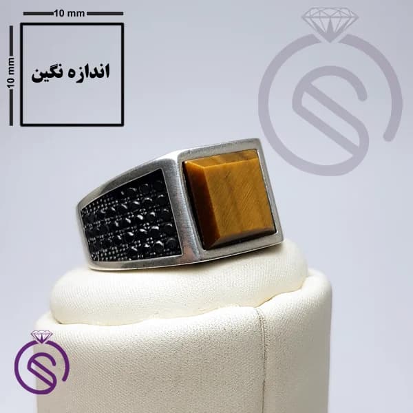 انگشتر نقره چشم ببر مردانه مدل تارخ کد 62189 — تصویر ۳