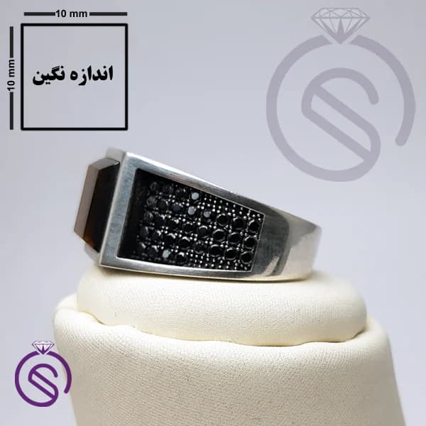 انگشتر نقره چشم ببر مردانه مدل تارخ کد 62189 — تصویر ۲