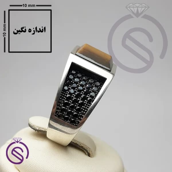 انگشتر نقره چشم ببر مردانه مدل تارخ کد 62189 — تصویر ۶