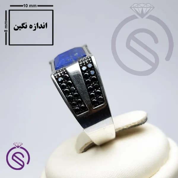 انگشتر نقره لاجورد مردانه مدل کریستوفر کد 62280 — تصویر ۳