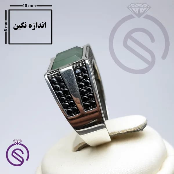 انگشتر نقره یشم مردانه مدل کریستوفر کد 62277 — تصویر ۳