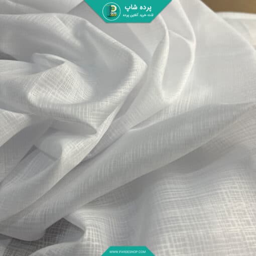 پرده تور کتان مات مدل چین دار همراه دوخت و نوار (دارای رنگبندی) — تصویر ۵