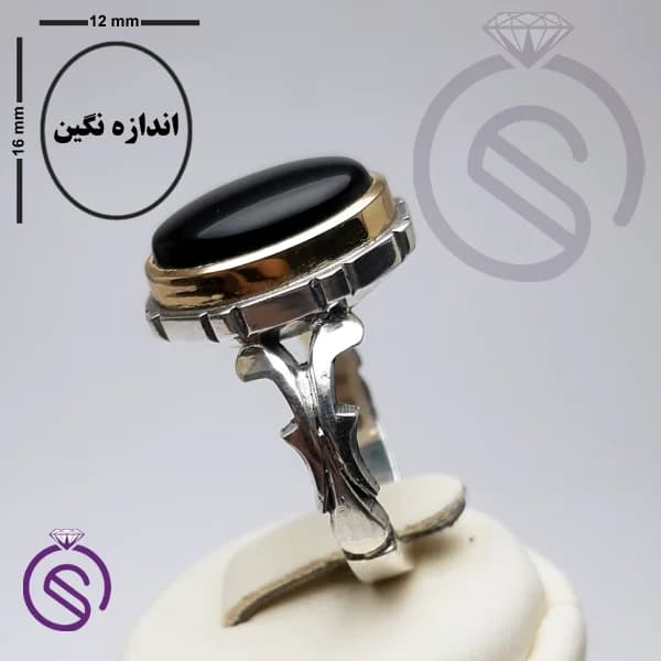 انگشتر نقره عقیق سیاه مردانه مدل سلمان کد 62265 — تصویر ۷