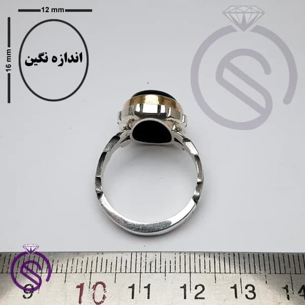 انگشتر نقره عقیق سیاه مردانه مدل سلمان کد 62265 — تصویر ۴
