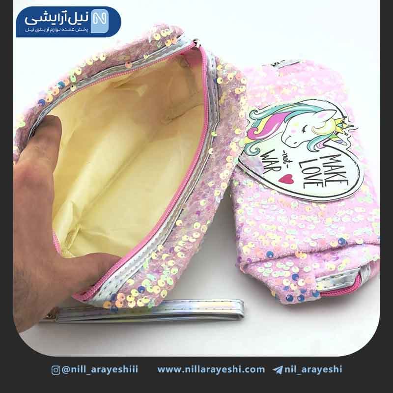 کیف آرایشی طرح یونیکورن پولکی — تصویر ۲