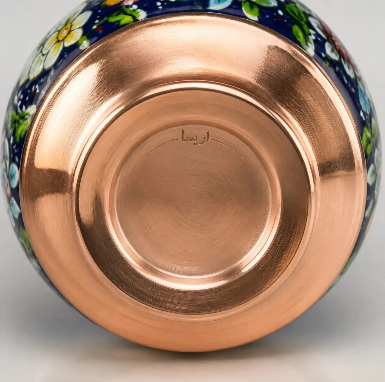 قندان مسی صنایع دستی اریسا طرح پرداز گل — تصویر ۵