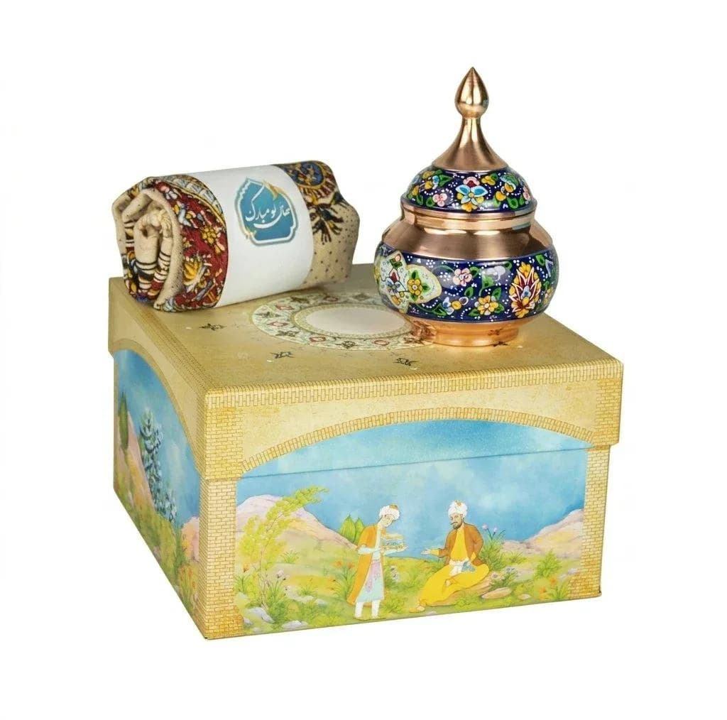 قندان مسی صنایع دستی اریسا طرح پرداز گل