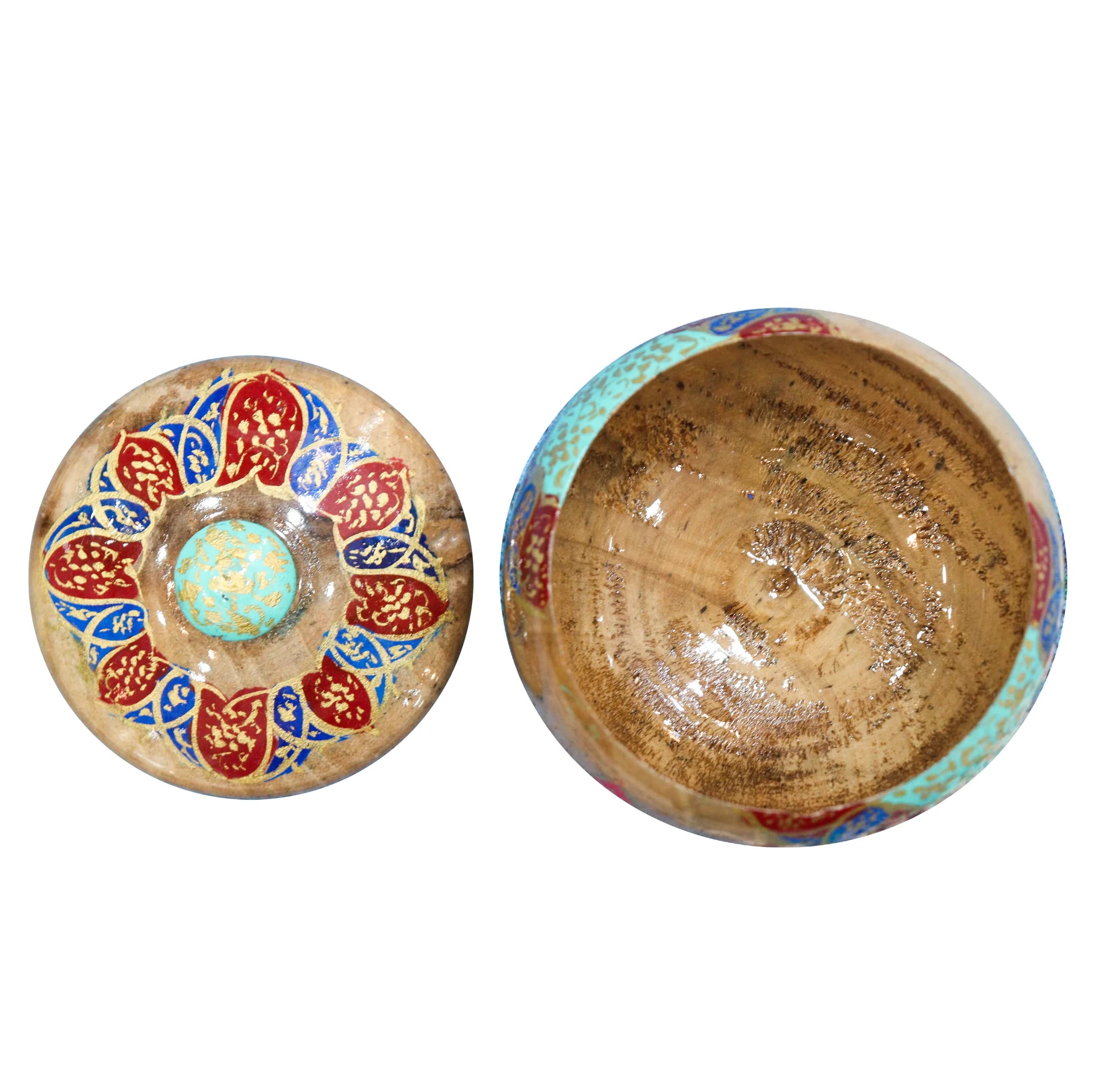 قندان چوبی صنایع دستی فاخر مدل نگارین طرح گل اسلیمی کد CrBe-SugarBowl9p8 — تصویر ۶