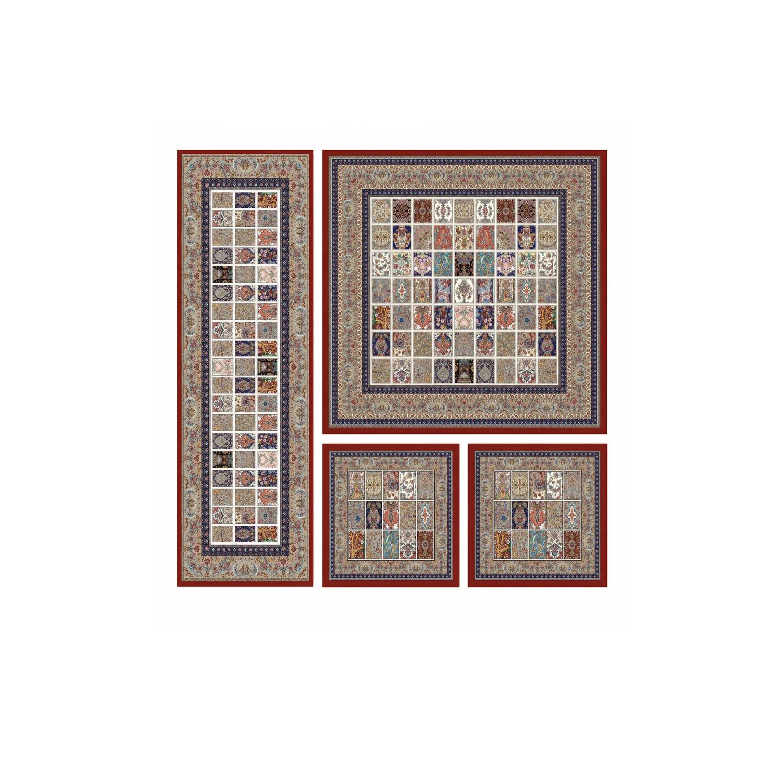 ست رومیزی 4 تکه طرح قاب قابی مدل N00250