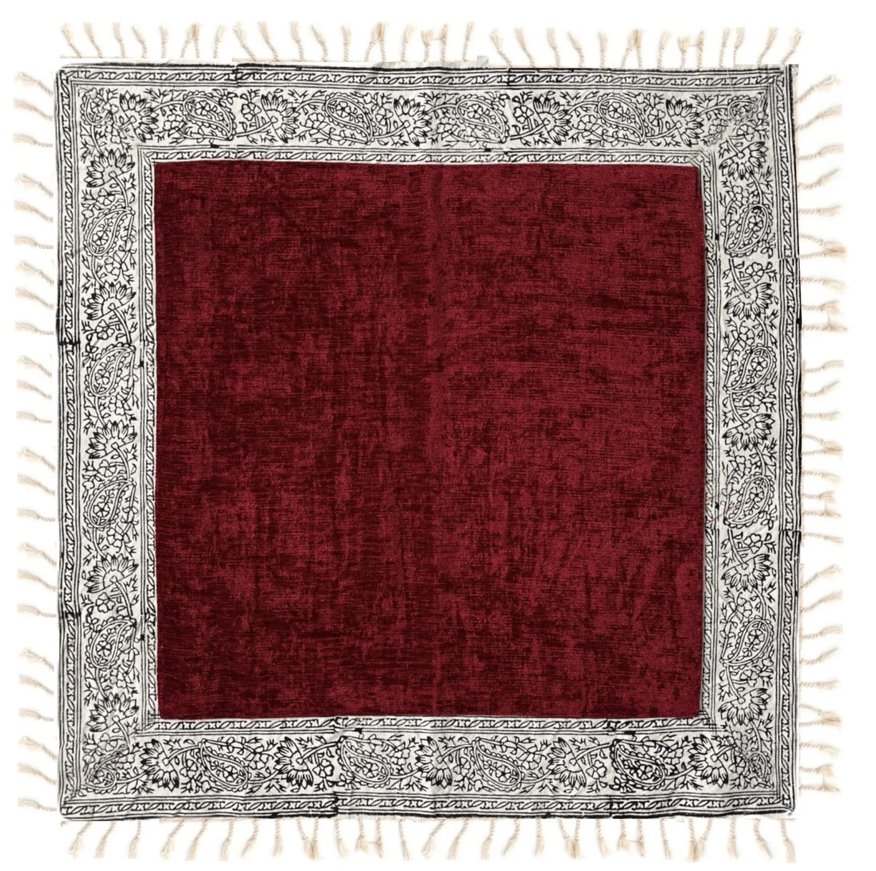 رومیزی مدل مخمل حاشیه ترنج سایز 60*60 سانتی متر