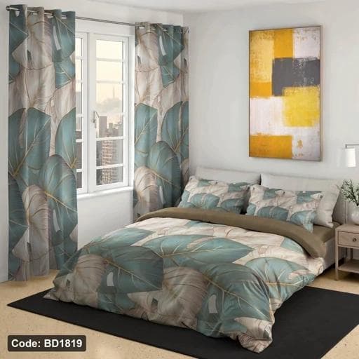 ست کامل ژورنالی روتختی دونفره 6 تیکه برگ انجیری کد BD1819 (پس کرایه)