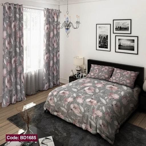 ست کامل ژورنالی روتختی دونفره 6 تیکه گلدار BD1685 (پس کرایه)