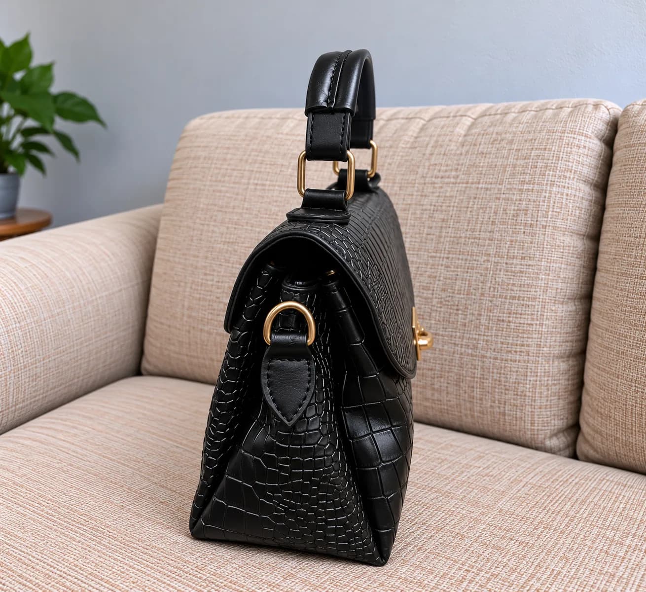 کیف دستی و دوشی زنانه صندوقی مشکی — تصویر ۲