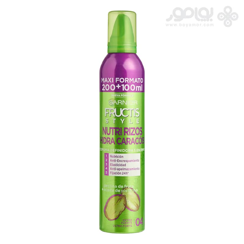 موس مغذی موهای فر گارنیر FRUCTIS مدل NUTRI RIZOS حجم 300 میل