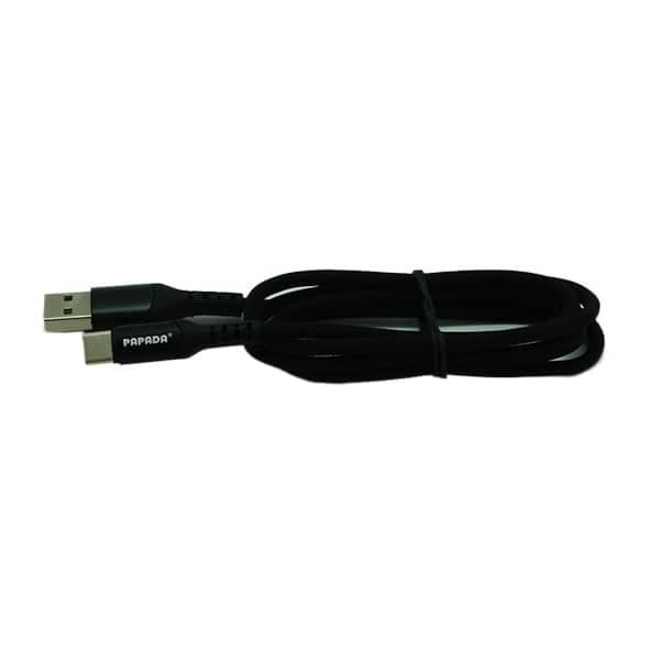 کابل شارژ و دیتا Type C 1 متری سر فلزی برزنتی Papada PL-101 2.4A — تصویر ۳