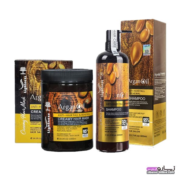 پک شامپو و ماسک آرگان لایتنس LIGHTNESS ARGAN OIL& PROTEIN اصل