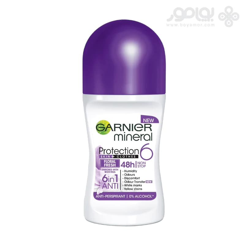 رول دئودورانت زنانه گارنیر مدل 6in1 رایحه FLORAL FRESH