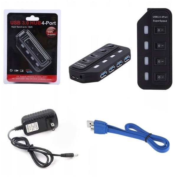 هاب 4 پورت USB3.0 کلیددار LED دار آداپتور دار Nova X810 — تصویر ۲