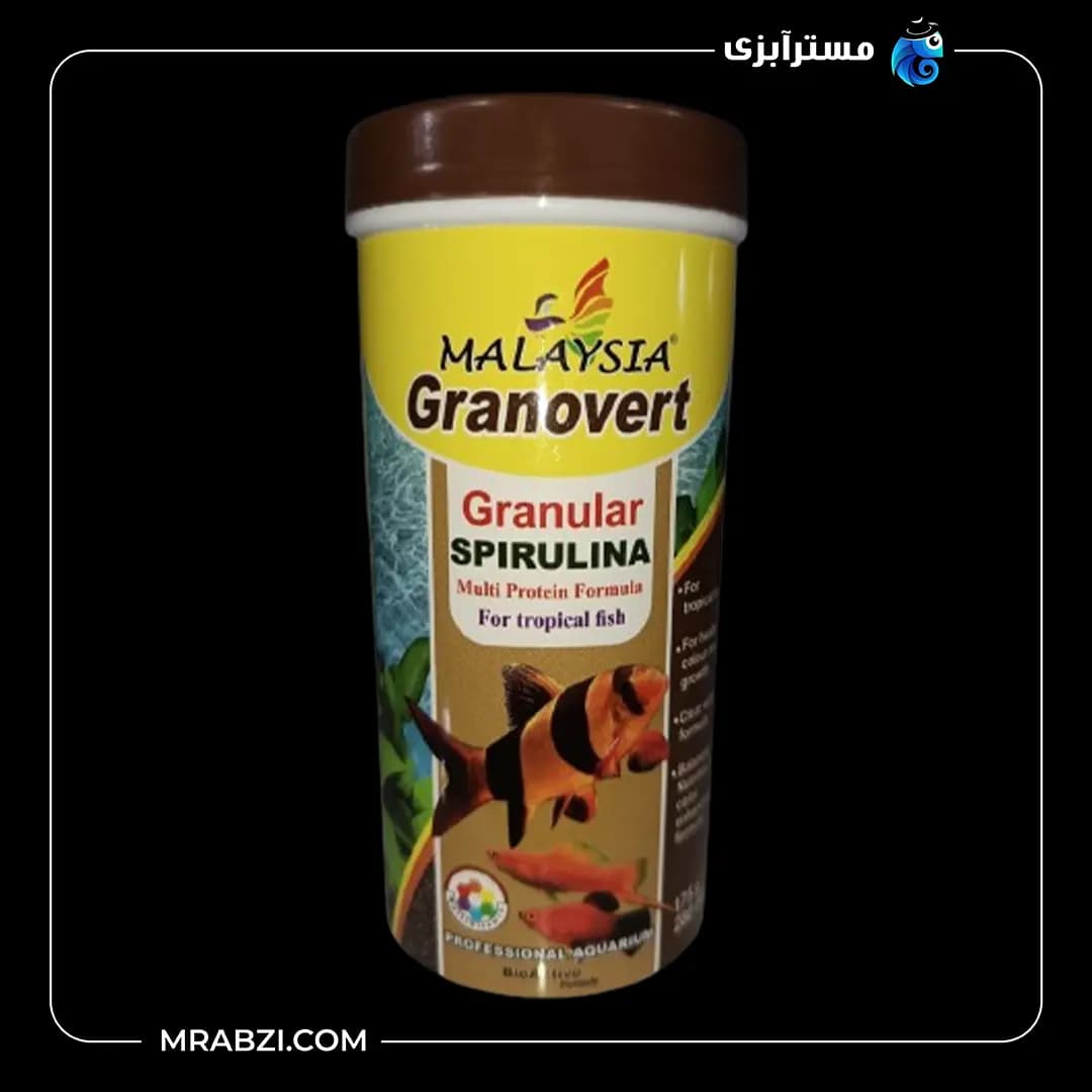 غذای ماهی مالزی مدل گرانوورت اسپرولینا وزن 175 گرم