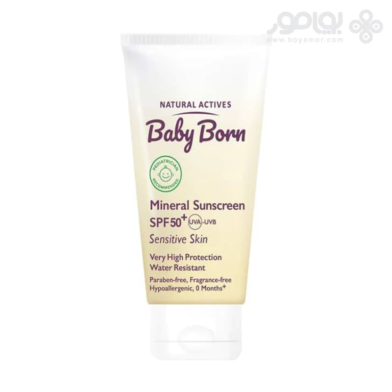 ضد آفتاب مینرال کودک بیبی برن SPF50 مدل SENSITIVE حجم 40 میل — تصویر ۲