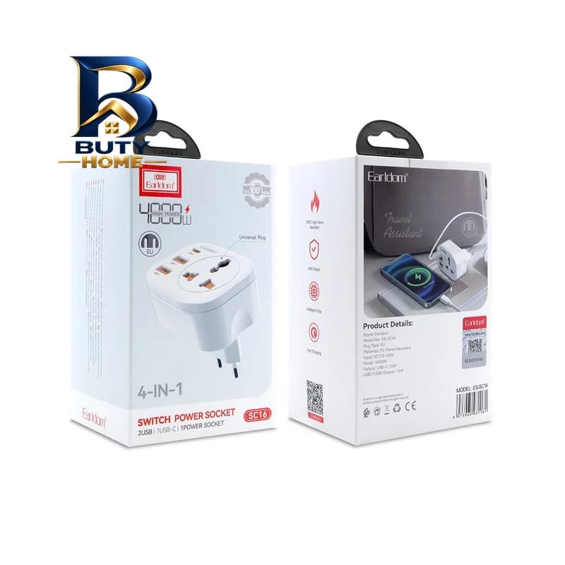 تبدیل دیواری و شارژر ارلدام مدل ۴IN۱ POWER SOCKET اصل — تصویر ۱۱