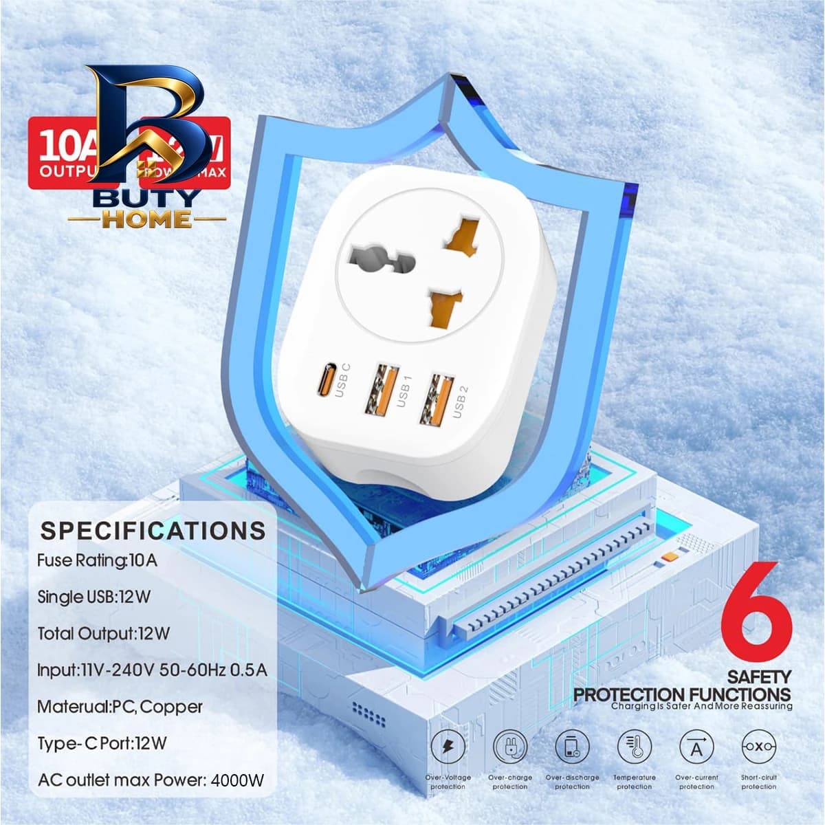 تبدیل دیواری و شارژر ارلدام مدل ۴IN۱ POWER SOCKET اصل — تصویر ۴