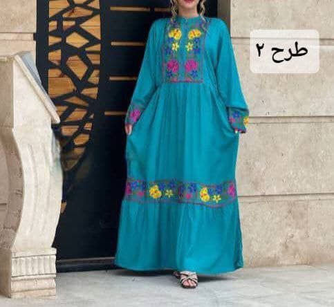 پیراهن ساحلی ماکسی گلدوزی هندی طرح زمرد/کد6764 — تصویر ۳