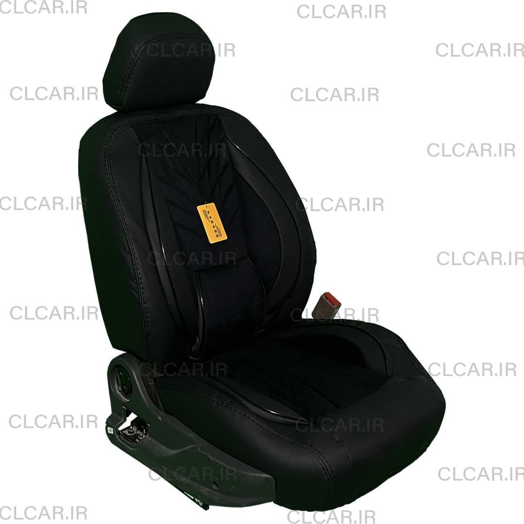 روکش صندلی کوییک طرح باربارا مشکی چرم و مخمل (سفارشی) کد QBrBL