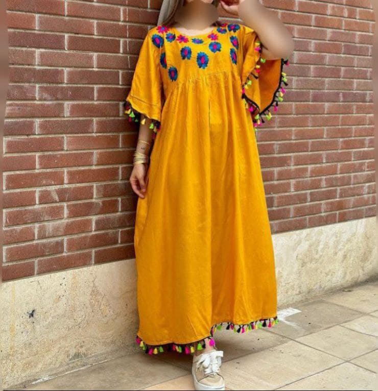 پیراهن ساحلی نخی گلدوزی وارداتی/کد6440 — تصویر ۵