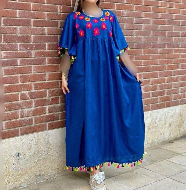 پیراهن ساحلی نخی گلدوزی(وارداتی)/کد6436 — تصویر ۲