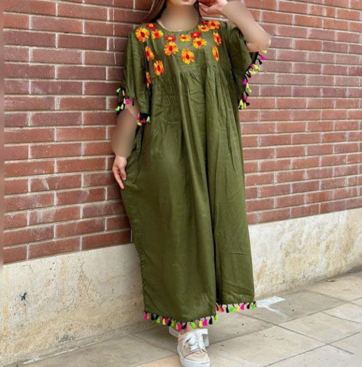 پیراهن ساحلی نخی گلدوزی(وارداتی)/کد6436 — تصویر ۳