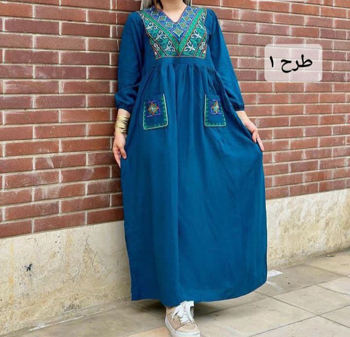 پیراهن ساحلی نخی گلدوزی/کد6426 — تصویر ۵