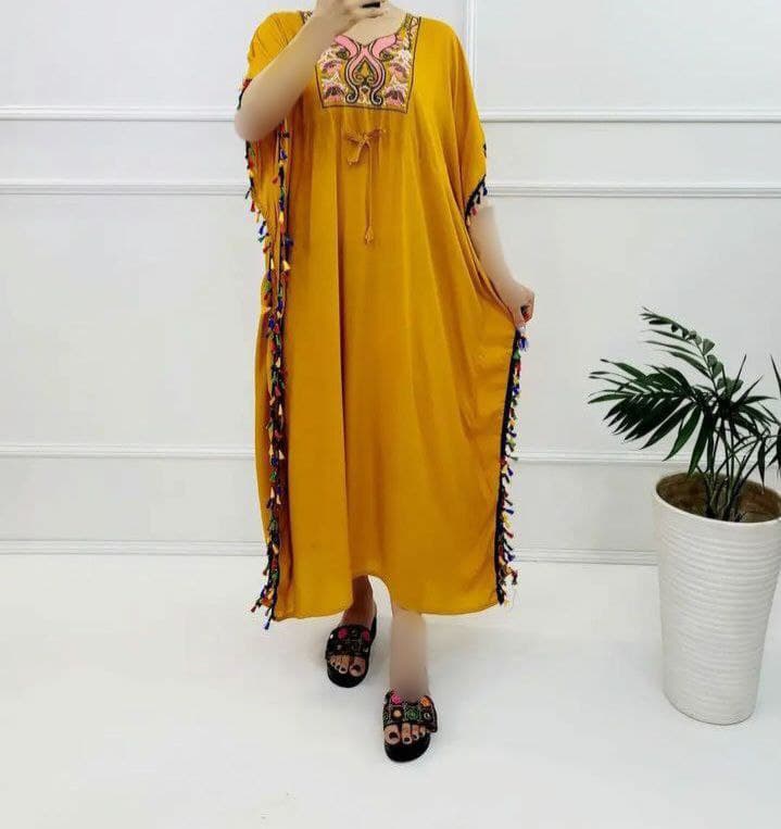 پانچ ساحلی نخی زنانه گلدوزی هندی/کد6404 — تصویر ۵