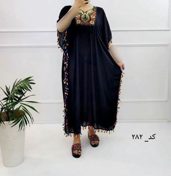 پانچ ساحلی نخی زنانه گلدوزی هندی/کد6404
